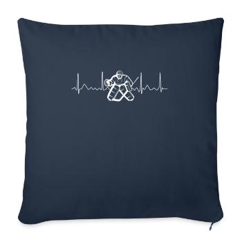 Hockey gardien de but battement de coeur de hockey cadeau de hockey - Housse de coussin décorative 45 x 45 cm - bleu marine - Devant