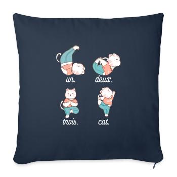 Un deux Trois Cat Funny French Cat Design - Housse de coussin décorative 45 x 45 cm - bleu marine - Devant