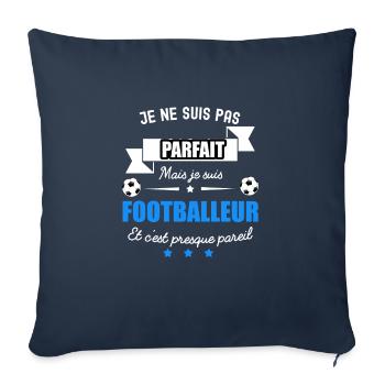 pas parfait mais footballeur - Housse de coussin décorative 45 x 45 cm - bleu marine - Devant
