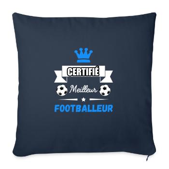 certifié meilleur footballeur - Housse de coussin décorative 45 x 45 cm - bleu marine - Devant