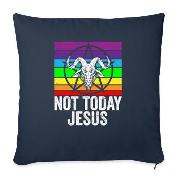 Satanisme I Sataniste I Satan Chèvre Arc-en-ciel Je ne le suis pas - Housse de coussin décorative 45 x 45 cm - bleu marine - Devant