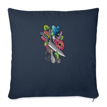 Cuisinier I Épices Cuisine Toque de chef Motif - Housse de coussin décorative 45 x 45 cm - bleu marine - Devant