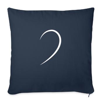 Idée cadeau Demi-cœur blanc - Housse de coussin décorative 45 x 45 cm - bleu marine - Devant