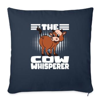 Les fesses de vache Le chuchoteur de vache - Housse de coussin décorative 45 x 45 cm - bleu marine - Devant