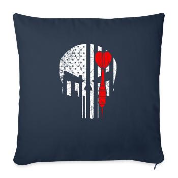 Dart Lover Player Darts Funny Skull American Flag - Sofa pillowcase 17,3'' x 17,3'' (45 x 45 cm) - navy - Front