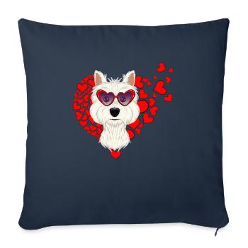 West Highland Terrier Lover I Amoureux des chiens I Ouest - Housse de coussin décorative 45 x 45 cm - bleu marine - Devant