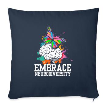 Sensibilisation à l’autisme I TDAH I TSA J’embrasse - Housse de coussin décorative 45 x 45 cm - bleu marine - Devant