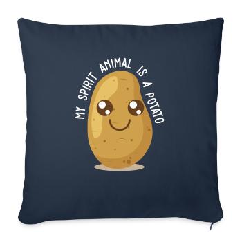 Kawaii Pomme de terre I Amoureux des pommes de terre I Mon Animal - Housse de coussin décorative 45 x 45 cm - bleu marine - Devant