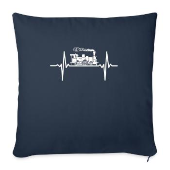 Locomotive à vapeur ferroviaire Locomotive Herzschlag - Housse de coussin décorative 45 x 45 cm - bleu marine - Devant