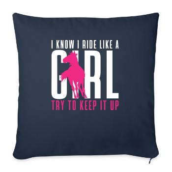 Je sais que je monte comme une fille Keep it Up Horse Rider E - Housse de coussin décorative 45 x 45 cm - bleu marine - Devant