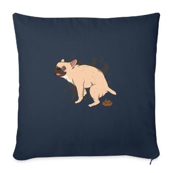 FRENCHIE caca des tas de caca - Housse de coussin décorative 45 x 45 cm - bleu marine - Devant