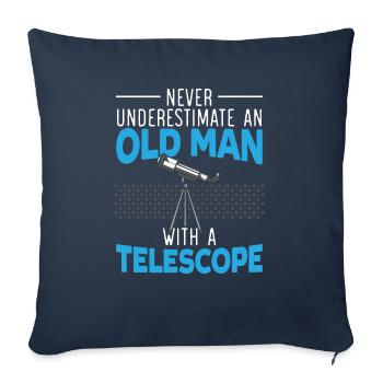 An Old Man With A Telescope Astronomy Astronomer - Sofa pillowcase 17,3'' x 17,3'' (45 x 45 cm) - navy - Front