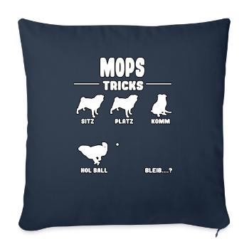 Funny Pug Pug Puggle Dog Tricks - Sofa pillowcase 17,3'' x 17,3'' (45 x 45 cm) - navy - Front