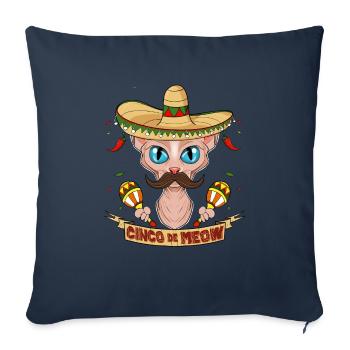 Cinco de Mayo Sphynx Cat Cinco de Meow I Sombrero - Sofa pillowcase 17,3'' x 17,3'' (45 x 45 cm) - navy - Front