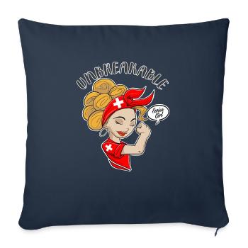 Fille suisse incassable I Héritage suisse I - Housse de coussin décorative 45 x 45 cm - bleu marine - Devant