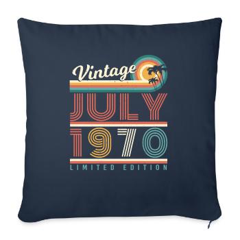 Millésime 1970 en juillet - Housse de coussin décorative 45 x 45 cm - bleu marine - Devant
