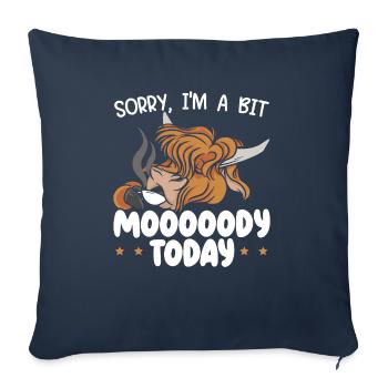 Je suis un peu lunatique aujourd’hui Scottist Highland Cow Lover - Housse de coussin décorative 45 x 45 cm - bleu marine - Devant