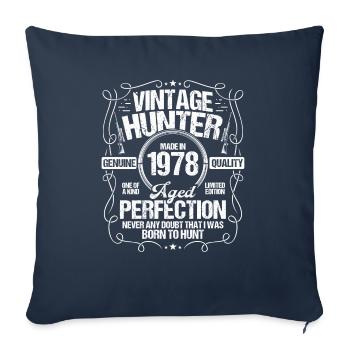 1978 Chasse au chien chasseur de sanglier 1978 Année de naissance - Housse de coussin décorative 45 x 45 cm - bleu marine - Devant