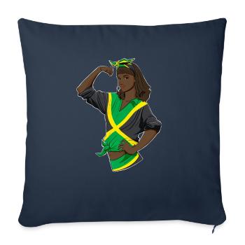 Fille jamaïcaine incassable I Héritage jamaïcain I - Housse de coussin décorative 45 x 45 cm - bleu marine - Devant