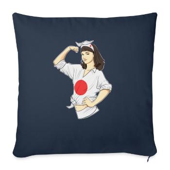 Fille japonaise incassable I Héritage japonais I - Housse de coussin décorative 45 x 45 cm - bleu marine - Devant