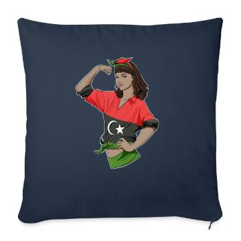 Fille libyenne incassable I Patrimoine libyen I Libye - Housse de coussin décorative 45 x 45 cm - bleu marine - Devant