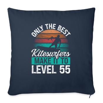 55 Kitesurf Niveau 55 Ans Rétro Kitesurf - Housse de coussin décorative 45 x 45 cm - bleu marine - Devant