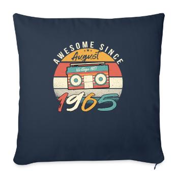 Août 1965 Vœux d’anniversaire - Housse de coussin décorative 45 x 45 cm - bleu marine - Devant