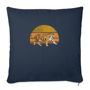 Tiger Retro Vintage Big Cat - Housse de coussin décorative 45 x 45 cm - bleu marine - Devant