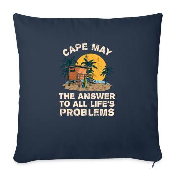 Cape May répond à tous les problèmes de la vie Vacances - Housse de coussin décorative 45 x 45 cm - bleu marine - Devant