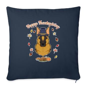 Happy Thanksgiving I Dog Lover I German Shepherd - Sofa pillowcase 17,3'' x 17,3'' (45 x 45 cm) - navy - Front