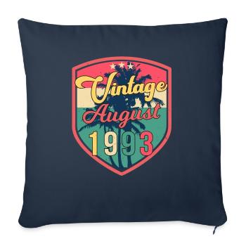 Vœux d’anniversaire pour août 1993 - Housse de coussin décorative 45 x 45 cm - bleu marine - Devant