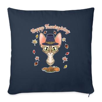 Devon Rex Cat Lover I Happy Thanksgiving - Sofa pillowcase 17,3'' x 17,3'' (45 x 45 cm) - navy - Front