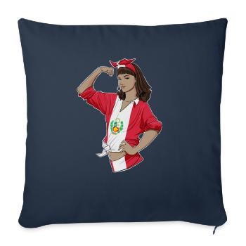 Fille péruvienne incassable I Patrimoine péruvien I - Housse de coussin décorative 45 x 45 cm - bleu marine - Devant