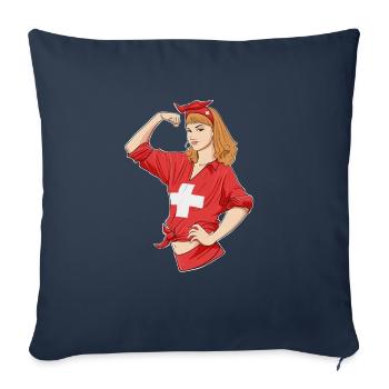 Fille suisse incassable I Héritage suisse I - Housse de coussin décorative 45 x 45 cm - bleu marine - Devant