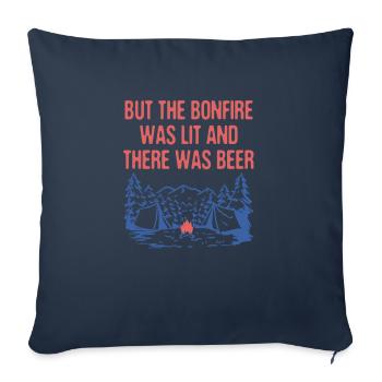 Mais le feu de joie était allumé Camping Camping Camping Camping - Housse de coussin décorative 45 x 45 cm - bleu marine - Devant