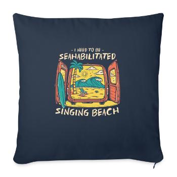 J’ai besoin d’être séahabilité Singing Beach Summer - Housse de coussin décorative 45 x 45 cm - bleu marine - Devant