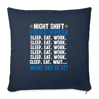 Policier de nuit Quel jour Policier - Housse de coussin décorative 45 x 45 cm - bleu marine - Devant