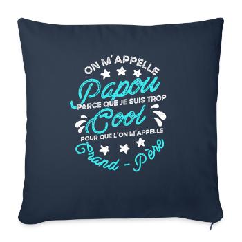 Papou Fete Des Grand Pères Papy - Housse de coussin décorative 45 x 45 cm - bleu marine - Devant
