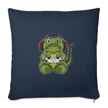 Crocodile With Gaming Controller I Funny Gaming I - Sofa pillowcase 17,3'' x 17,3'' (45 x 45 cm) - navy - Front