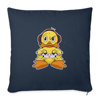 Canard avec contrôleur de jeu I Funny Gaming I Gamer - Housse de coussin décorative 45 x 45 cm - bleu marine - Devant