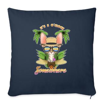 It Is 5 OClock Somewhere Drinking Devon Rex Cat - Sofa pillowcase 17,3'' x 17,3'' (45 x 45 cm) - navy - Front