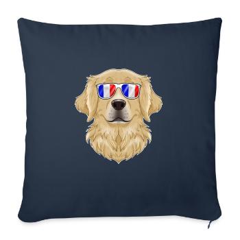 Golden Retriever France Lunettes de soleil I Français Drapeau - Housse de coussin décorative 45 x 45 cm - bleu marine - Devant