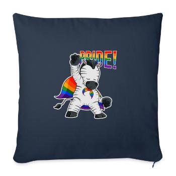 Zebra I Drapeau LGBTQ I Drapeau arc-en-ciel I Gay Pride - Housse de coussin décorative 45 x 45 cm - bleu marine - Devant