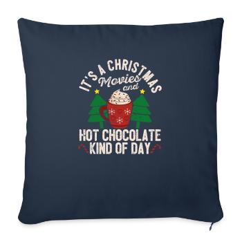 C’est un film de Noël et du chocolat chaud - Housse de coussin décorative 45 x 45 cm - bleu marine - Devant