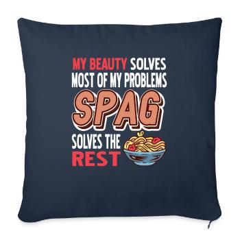 Spag résout le reste de mes problèmes T-Shirt amusant - Housse de coussin décorative 45 x 45 cm - bleu marine - Devant