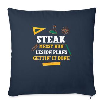 Steak Messy Bun Plans de leçon Drôle d’enseignant Humour - Housse de coussin décorative 45 x 45 cm - bleu marine - Devant