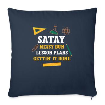 Satay Messy Bun Plans de leçon Drôle d’humour - Housse de coussin décorative 45 x 45 cm - bleu marine - Devant