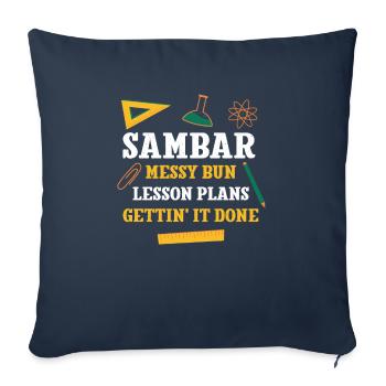 Sambar Messy Bun Plans de cours Drôle Professeur Humour - Housse de coussin décorative 45 x 45 cm - bleu marine - Devant