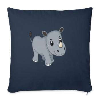Kawaii Cartoon Rhino - Sofa pillowcase 17,3'' x 17,3'' (45 x 45 cm) - navy - Front