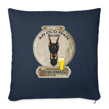 Doberman Dad Beer Lover - Sofa pillowcase 17,3'' x 17,3'' (45 x 45 cm) - navy - Front